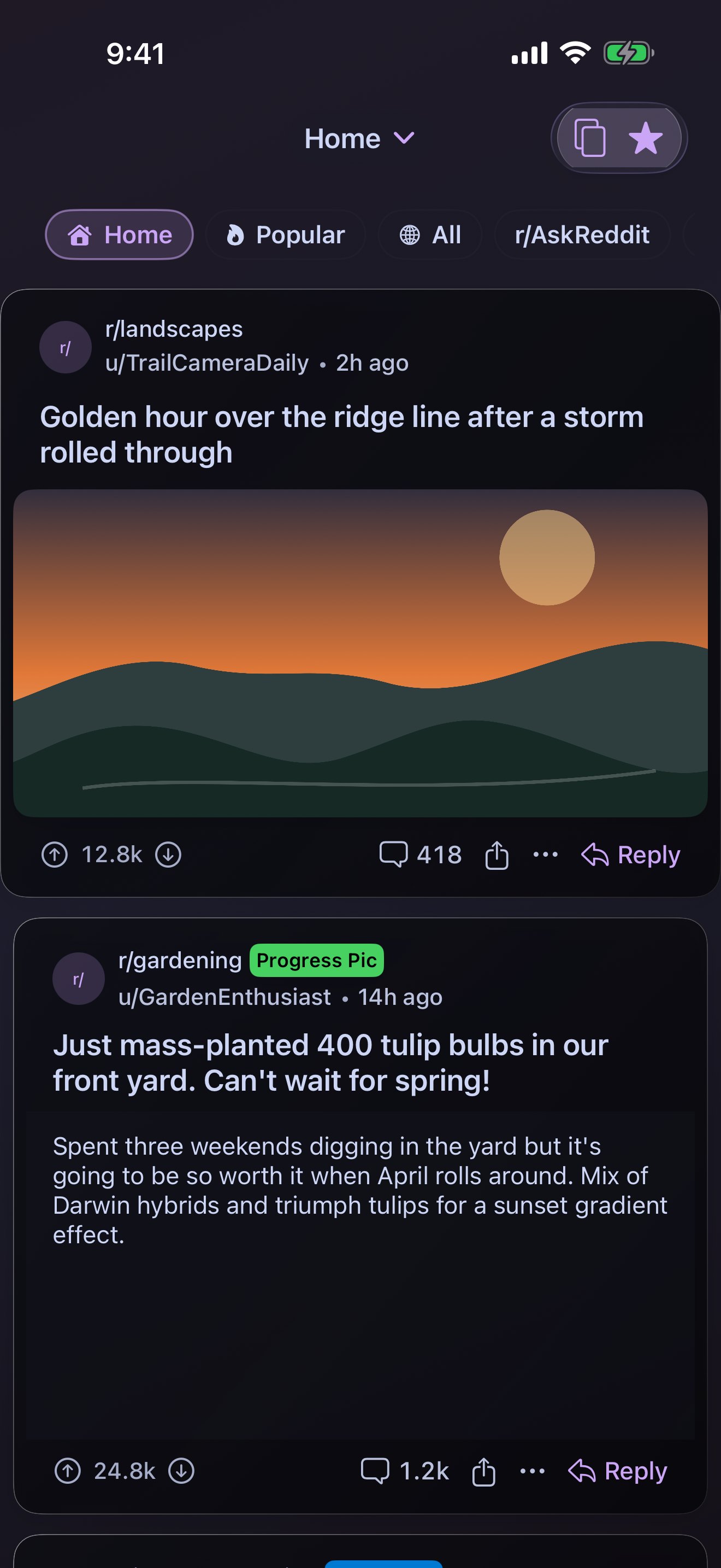 Lander feed screenshot