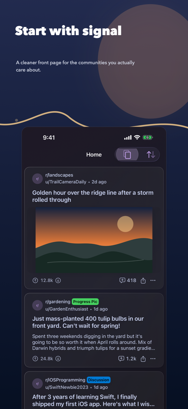 Lander feed screenshot