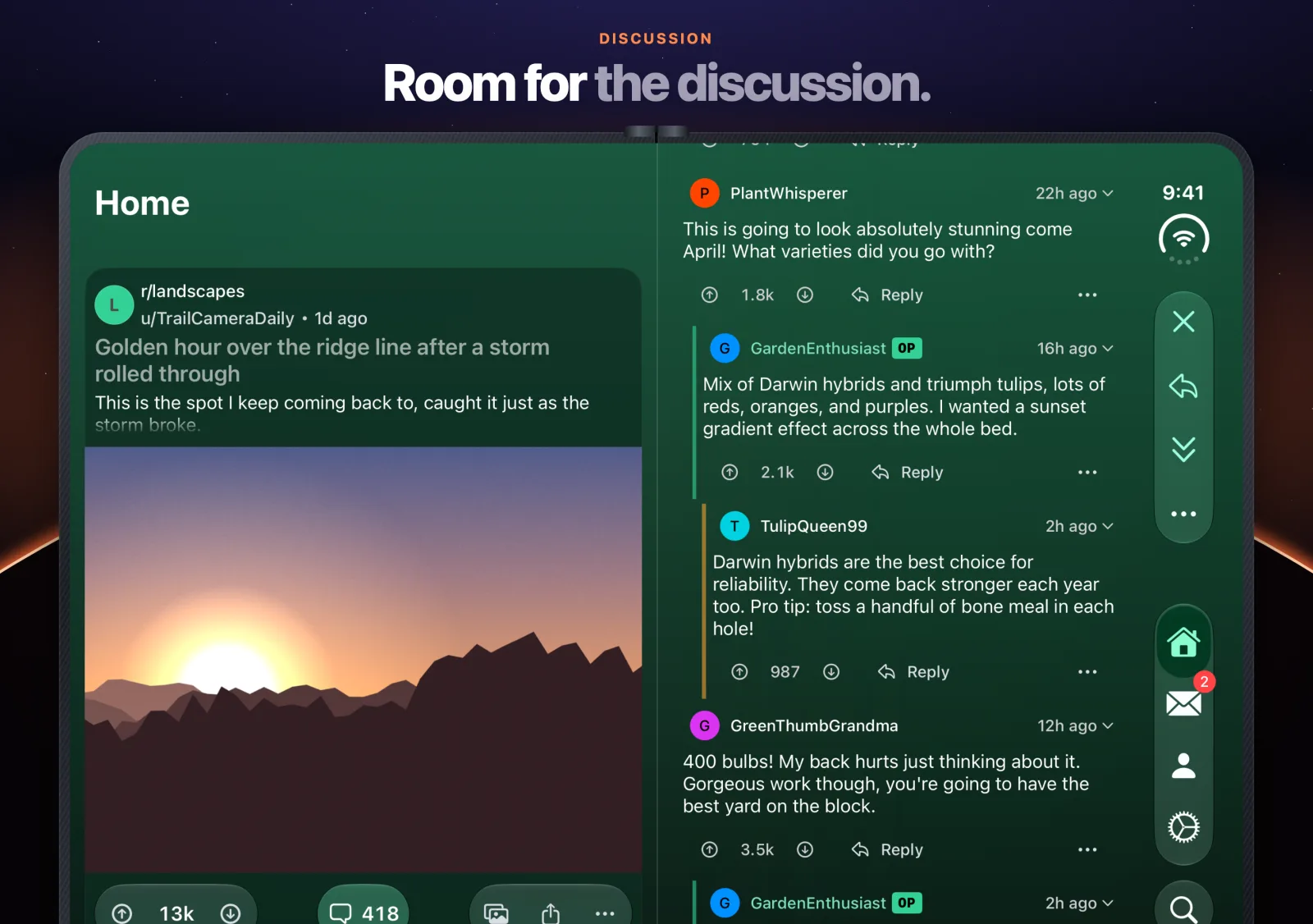 A long discussion beside the feed on iPhone Duo
