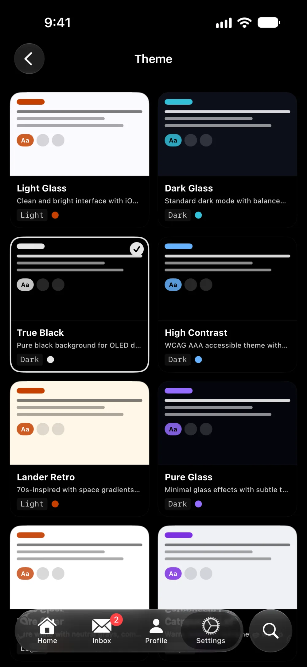 The theme picker